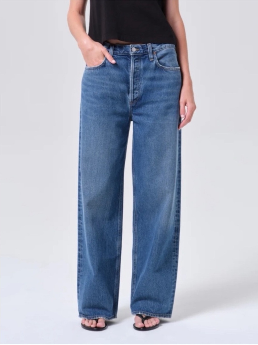 AGOLDE Low Slung Wide-Leg Baggy Jeans Essence Blue 24